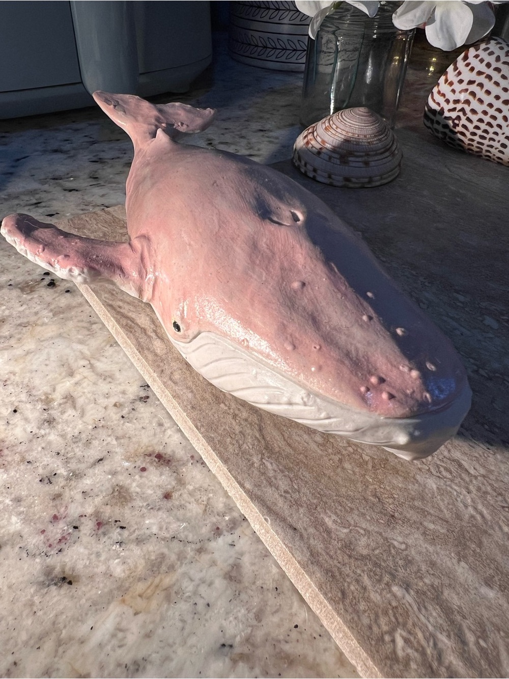 Handcrafted Pink Whale Sculpture - ONE of a kind!